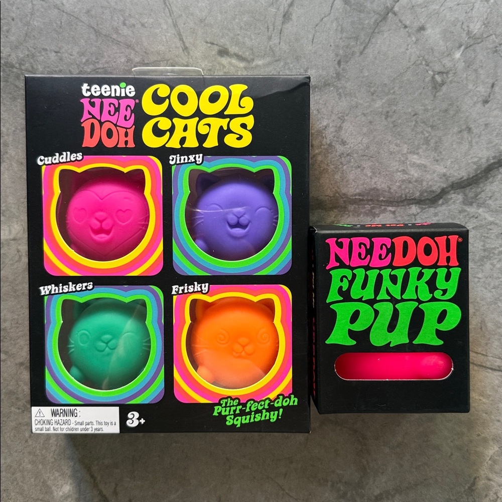 Teenie Nee Doh Cool Cats + Needoh Funky Pup Squishies